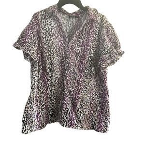 Apt 9 Size 2X short sleeve button down blouse purple/Block/beige/white